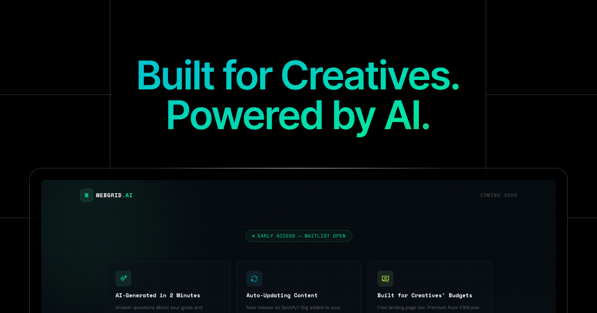 WebGrid.AI — AI Website Builder for Musicians & Creatives | Coming Soon